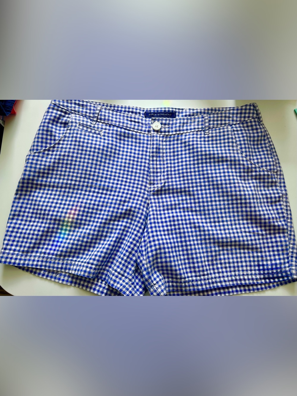 Blue Gingham Columbia Shorts - Super Bonehead fishing gear